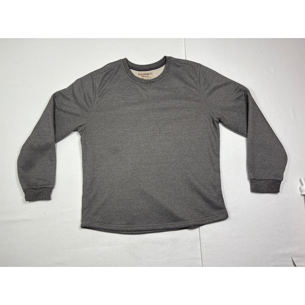 BC Clothing Heritage Mens XL Gray Sherpa Lined Long Sleeve Crewneck Pullover
